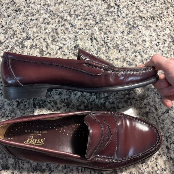 GH Bass Men's Vintage Maroon Classic Walton Leather Penny Loafer Size 10D - Picture 5 of 10
